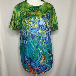 Vincent Van Gogh Irises Theme Tee Shirt Size Large